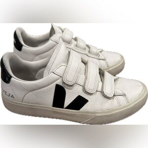 VEJA Esplar Velcro Leather Sneakers White Black | EU 39 US 8